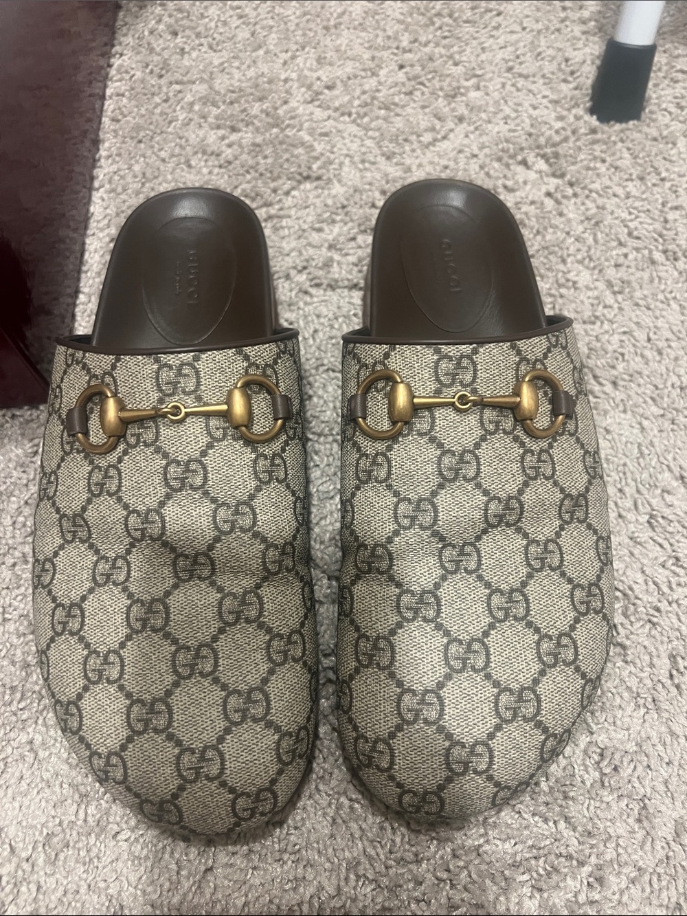 Gucci Brown GG Canvas Horsebit Mules